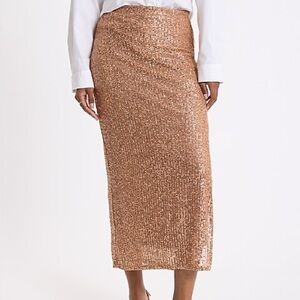 Express Gold Sequin Pencil Skirt